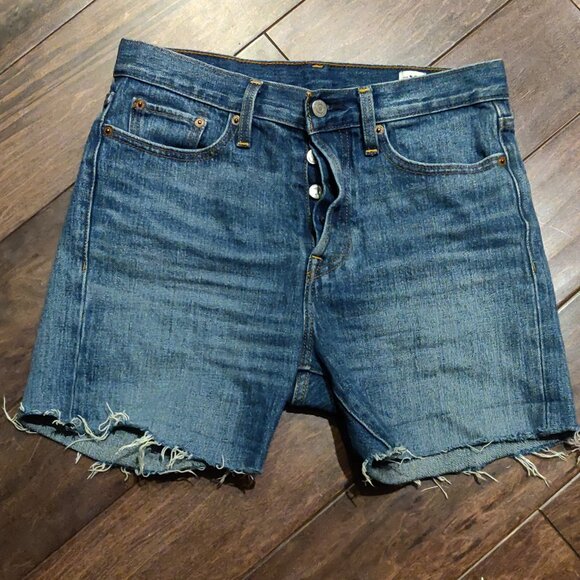 Levi's White Oak Cone Denim Wedgie High Rise Fray Hem Button Fly SIZE 27 - Picture 1 of 6